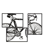 Conjunto de 3 paneles 3D de metal negro con forma de bicicleta, 40 x 1,3 x 60 cm.
