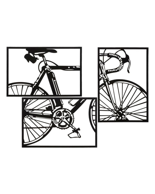 Conjunto de 3 paneles 3D con forma de bicicleta, metal negro