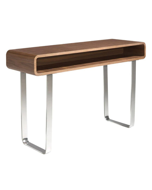 Consola de nogal y acero cromado 120cm, vista frontal