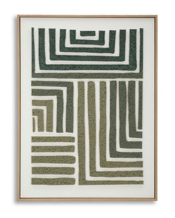 Cuadro geométrico con marco dorado 60x80 cm