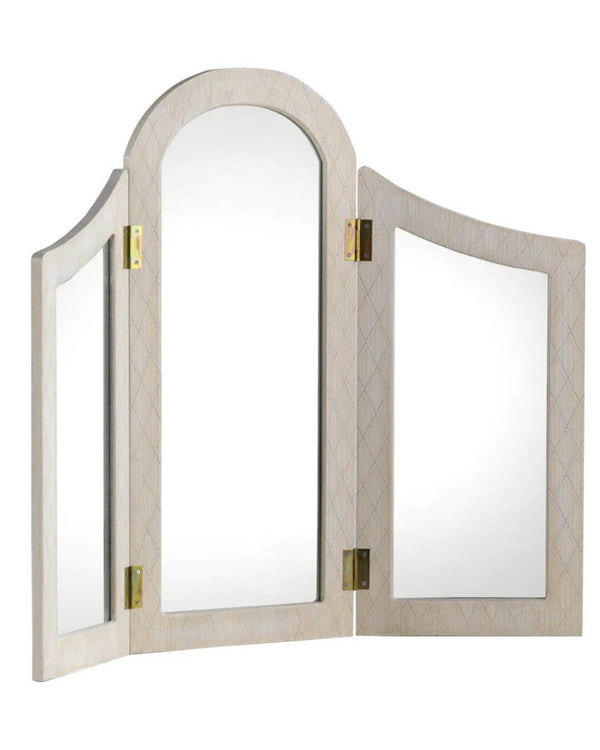 Espejo de tocador plegable en blanco 80x5x62 cm