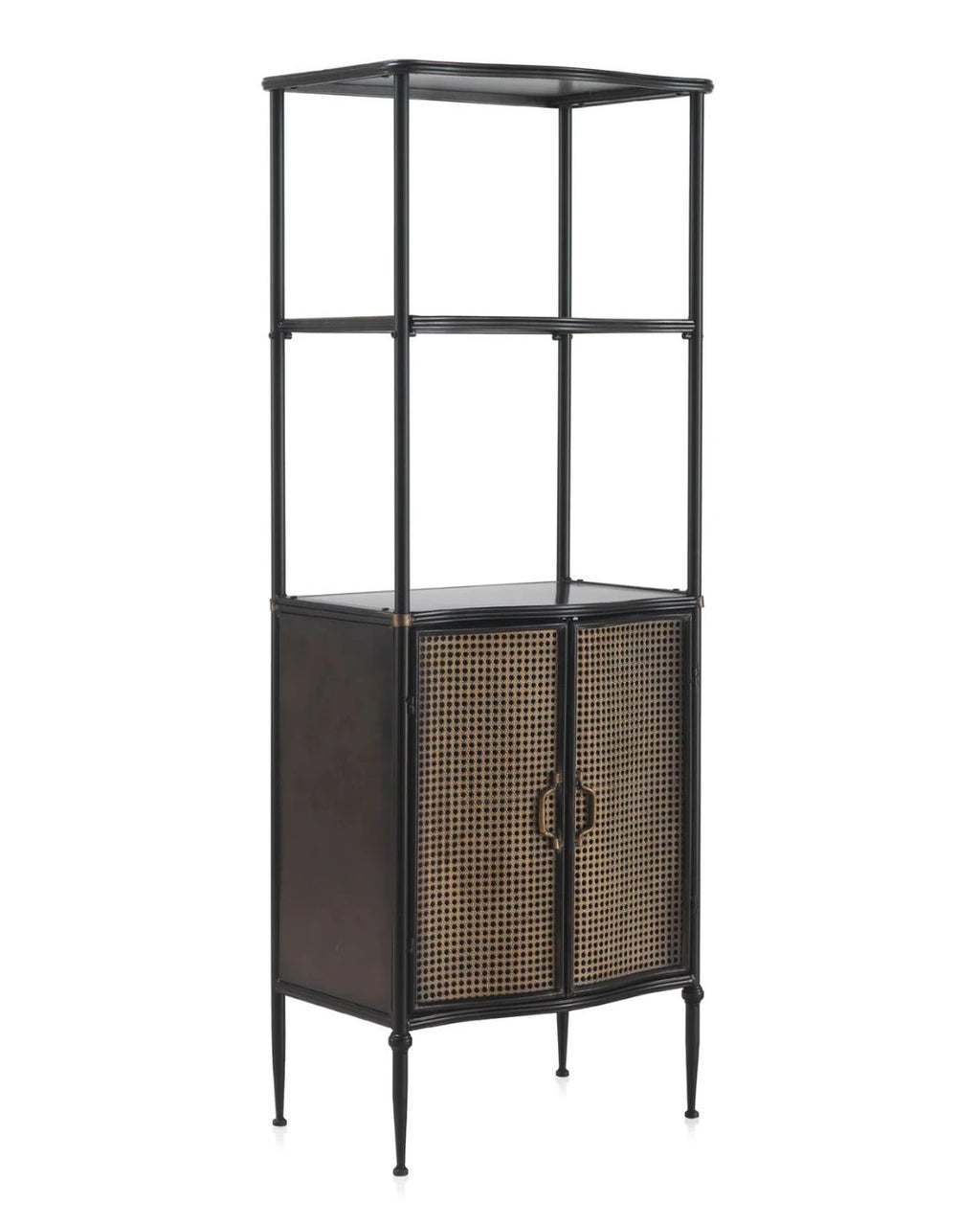 ESTANTE 2 PUERTAS EN BRONCE ESTRUCTURA METAL NEGRA