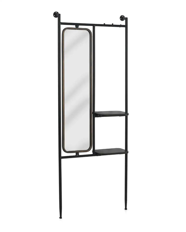 Estante de pie a pared con espejo ajustable 67x19x166 cm