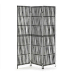 Biombo 140x2x178 Mimbre Negro/Metal Negro