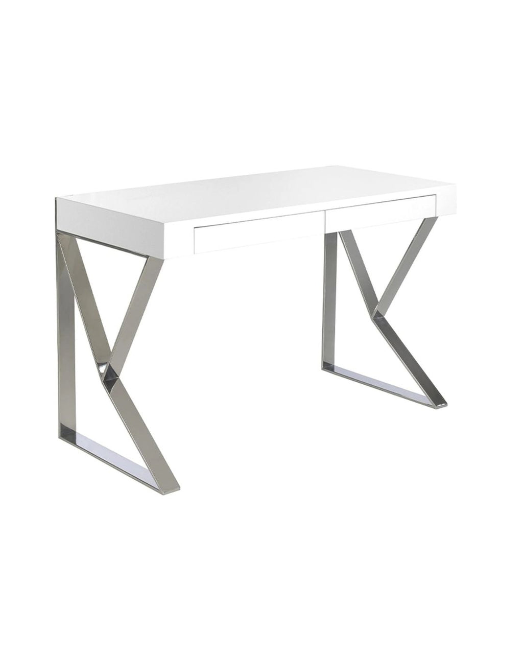 Escritorio madera blanco y acero cromado