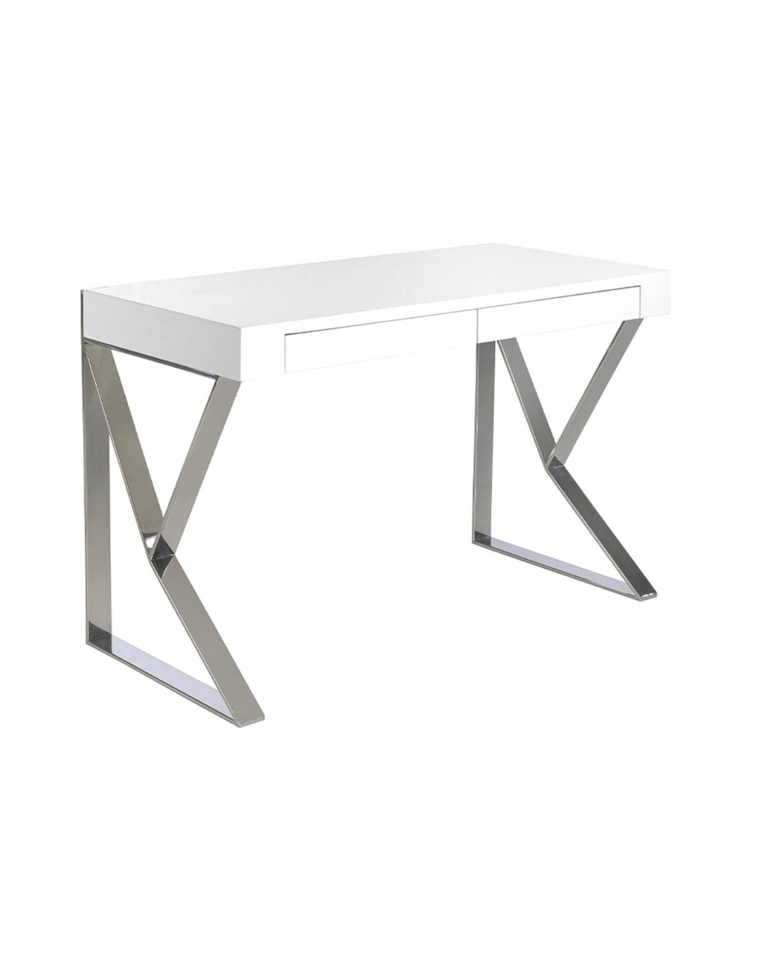 Escritorio madera blanco y acero cromado