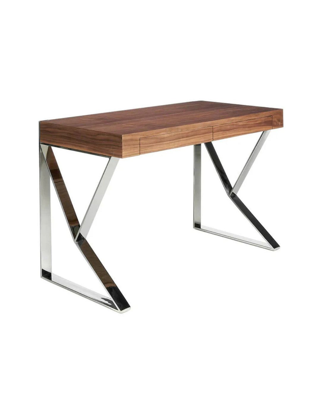 Escritorio nogal y acero cromado