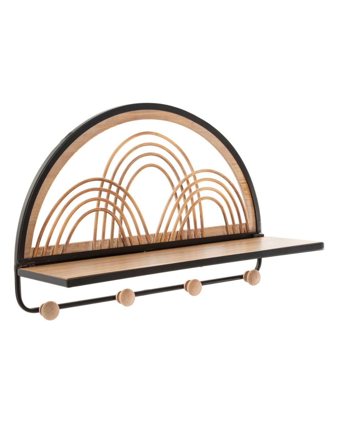 Estantería con perchero de metal y madera marrón de 46x15,5x30 cm.