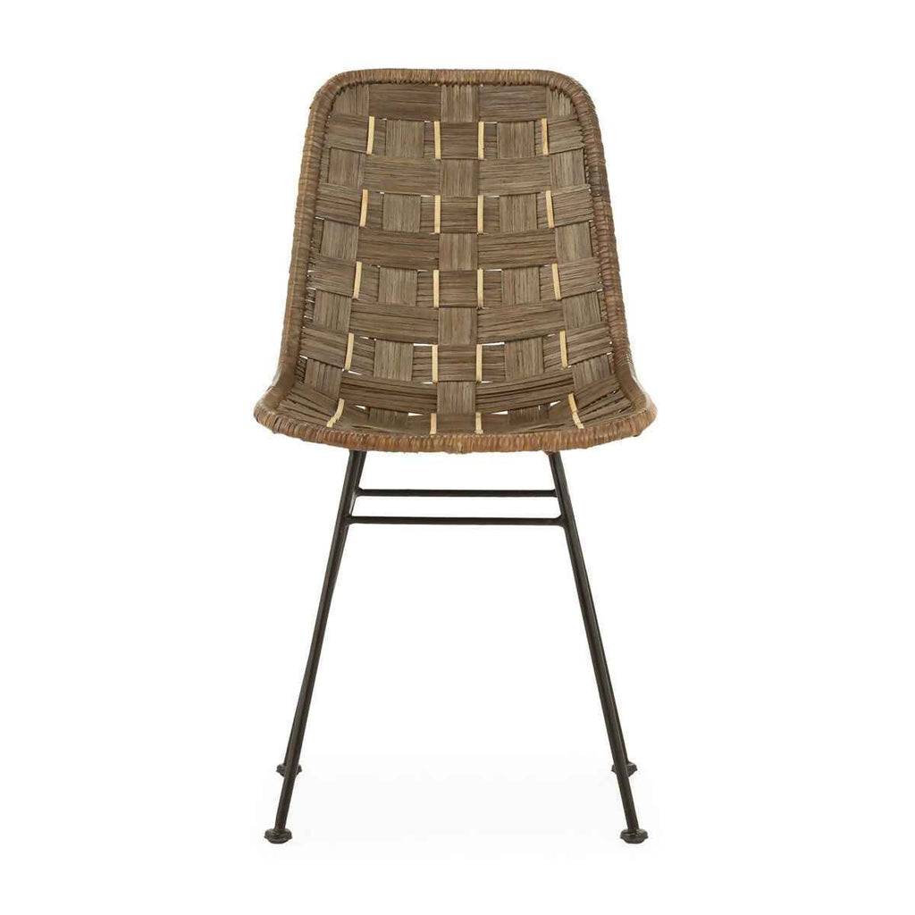 Silla 54,50x43,50x81 Mimbre/Metal -- Gris Lavado/Natural/Negro