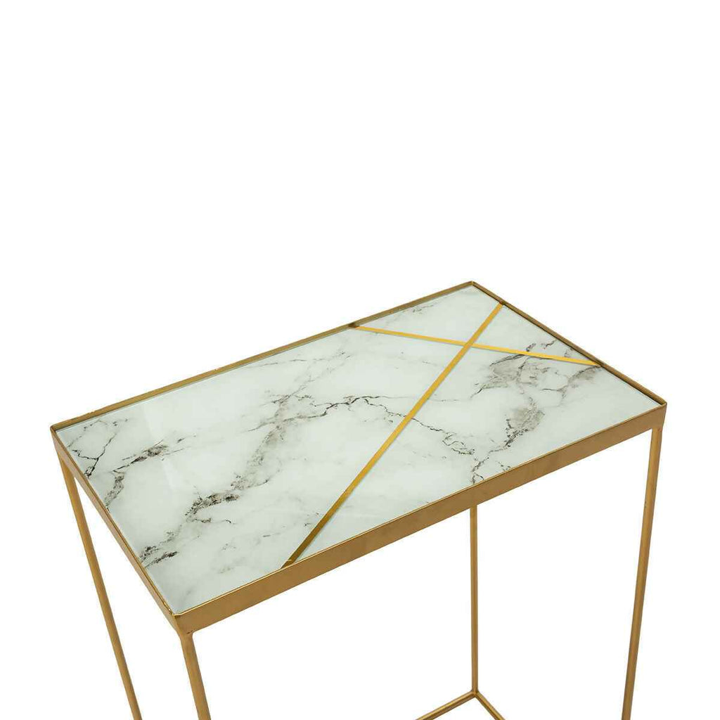 Mesa Auxiliar 40x25x56 / 35x20x46 Metal/Cristal Dorado/Blanco/Negro