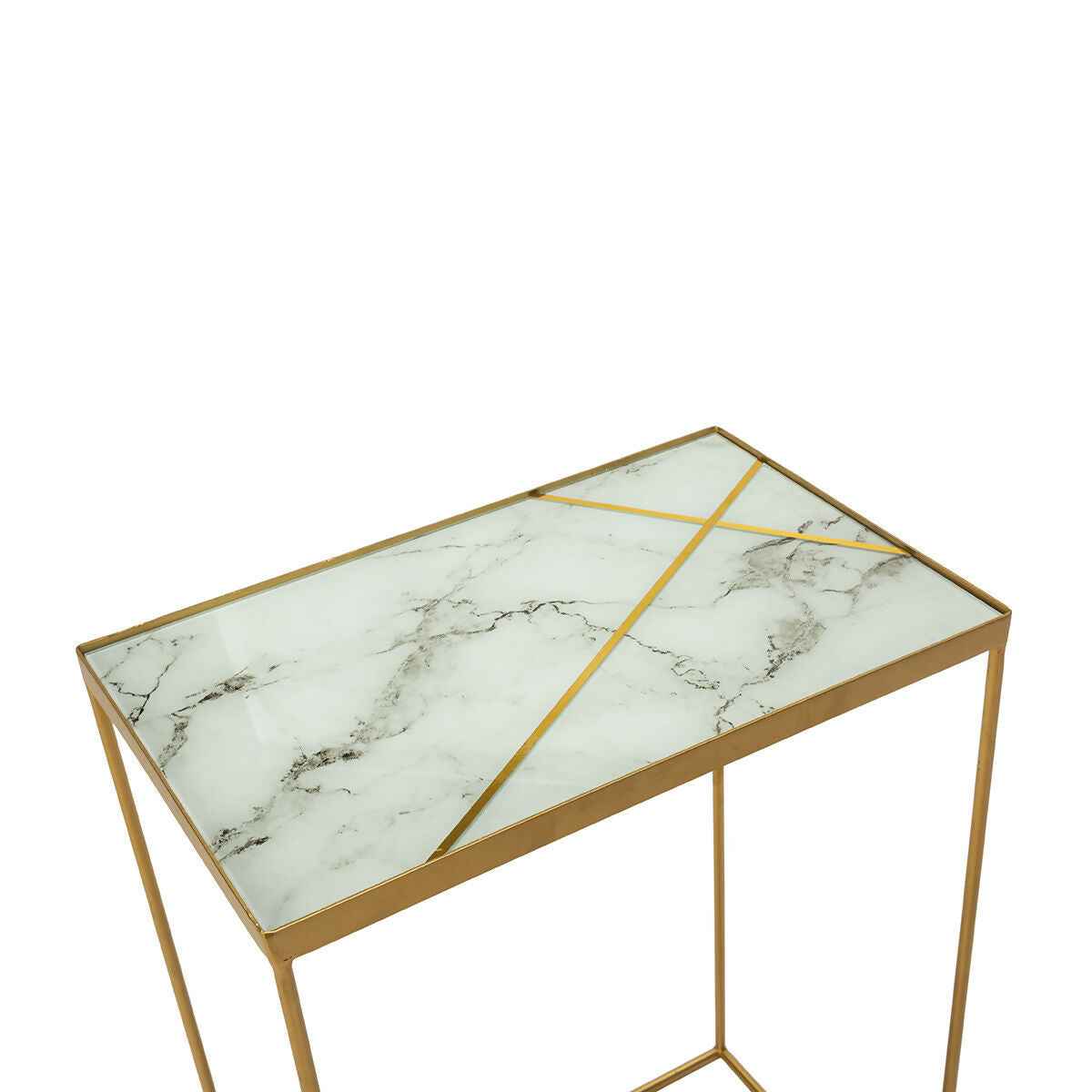 Mesa Auxiliar 40x25x56 / 35x20x46 Metal/Cristal Dorado/Blanco/Negro