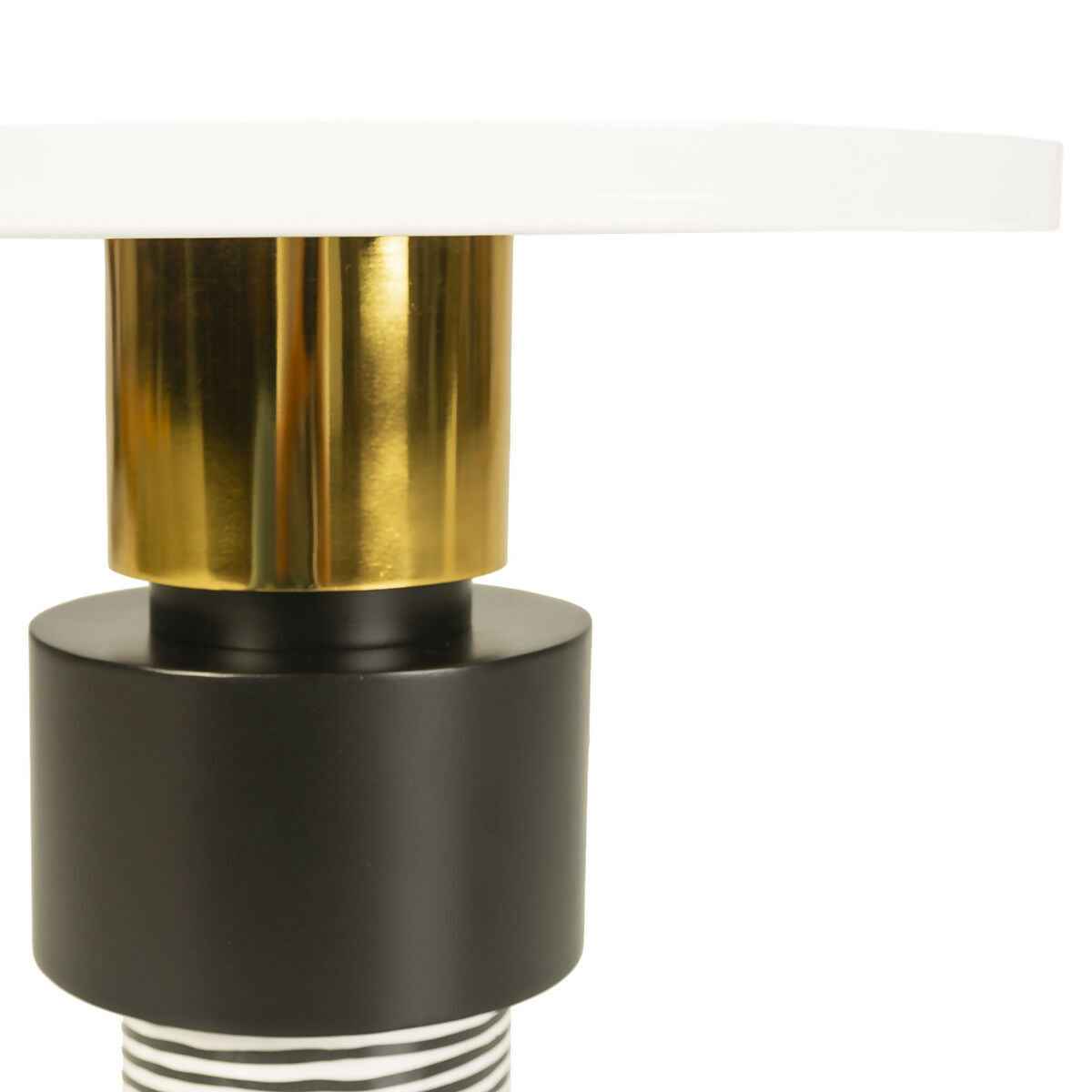 Mesa Auxiliar 46x46x49 Metal Blanco/Negro/Dorado