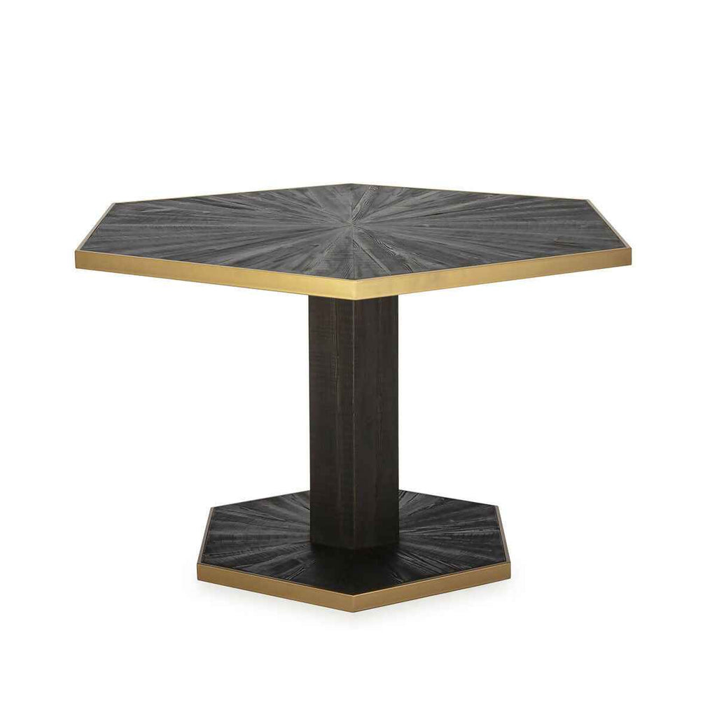 Mesa Comedor 135x117x78 Madera de Pino reciclado/Metal Gris Ceniza/Dorado