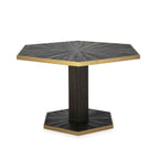 Mesa Comedor 135x117x78 Madera de Pino reciclado/Metal Gris Ceniza/Dorado