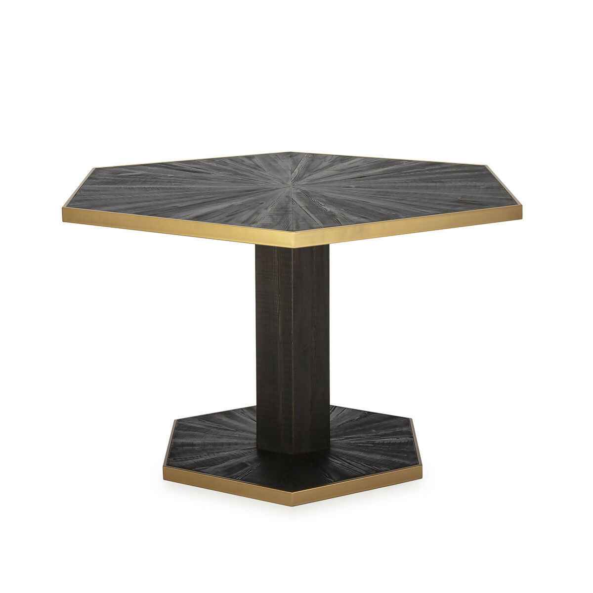 Mesa Comedor 135x117x78 Madera de Pino reciclado/Metal Gris Ceniza/Dorado