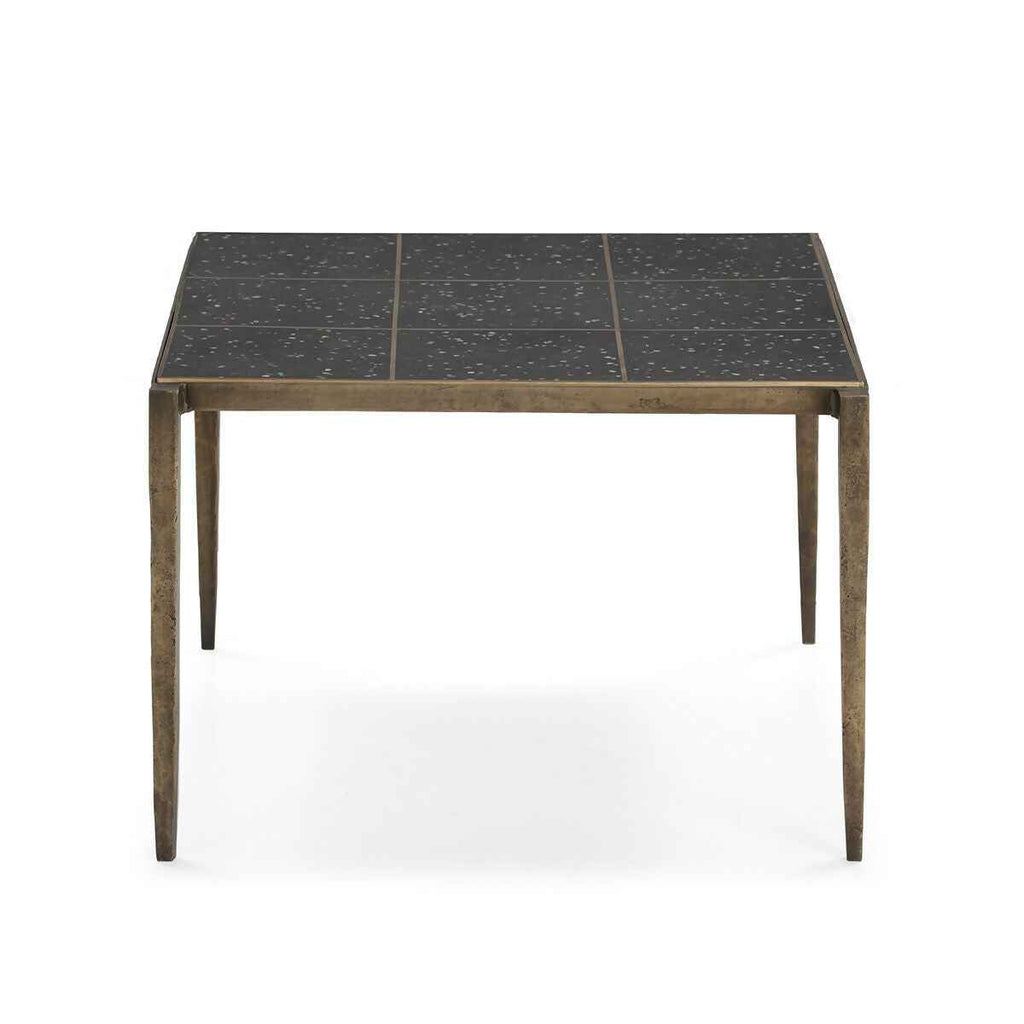 Mesa de Centro 65x59x41 Hierro Dorado Antique/Terrazo Epoxi Negro
