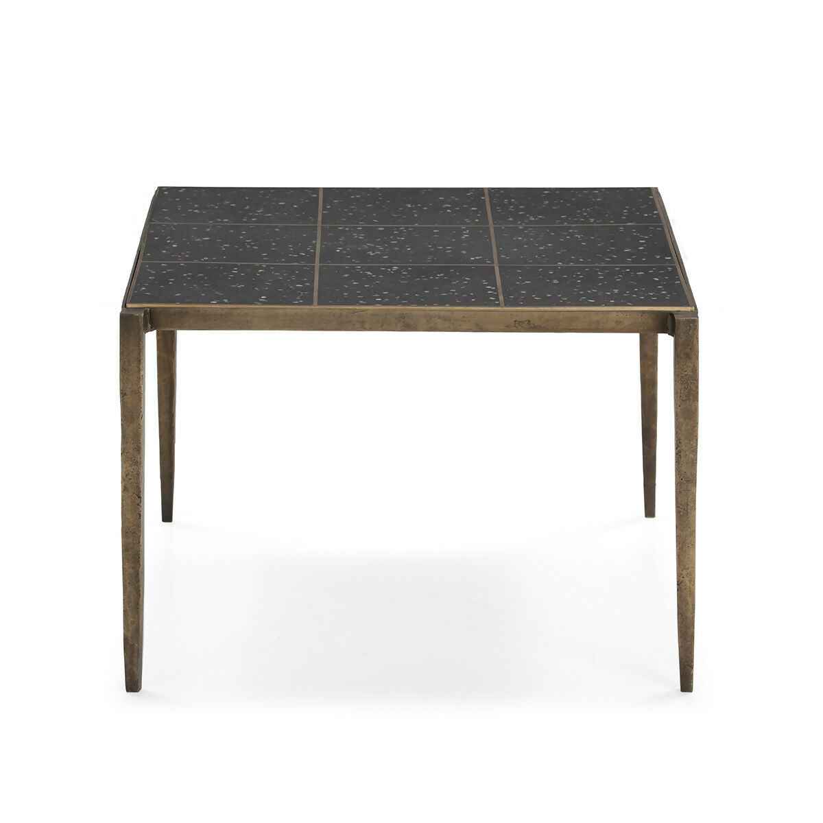 Mesa de Centro 65x59x41 Hierro Dorado Antique/Terrazo Epoxi Negro