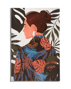 Grabado pintado sobre lienzo de una mujer multicolor, 80 x 2,8 x 120 cm