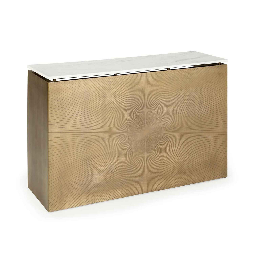 Consola 122x40x85 Metal/Mármol Dorado Antique/Blanco
