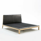 Cama 191x202x101 Madera de Fresno/P.Piel Natural/Negro