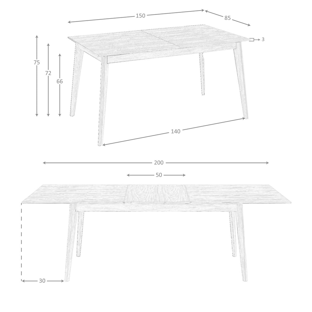 Mesa comedor extensible rectangular nogal