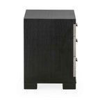 Mesita de Noche 55x40x55 Madera de Cedro/Metal -- Negro/Natural con Pátina Gris