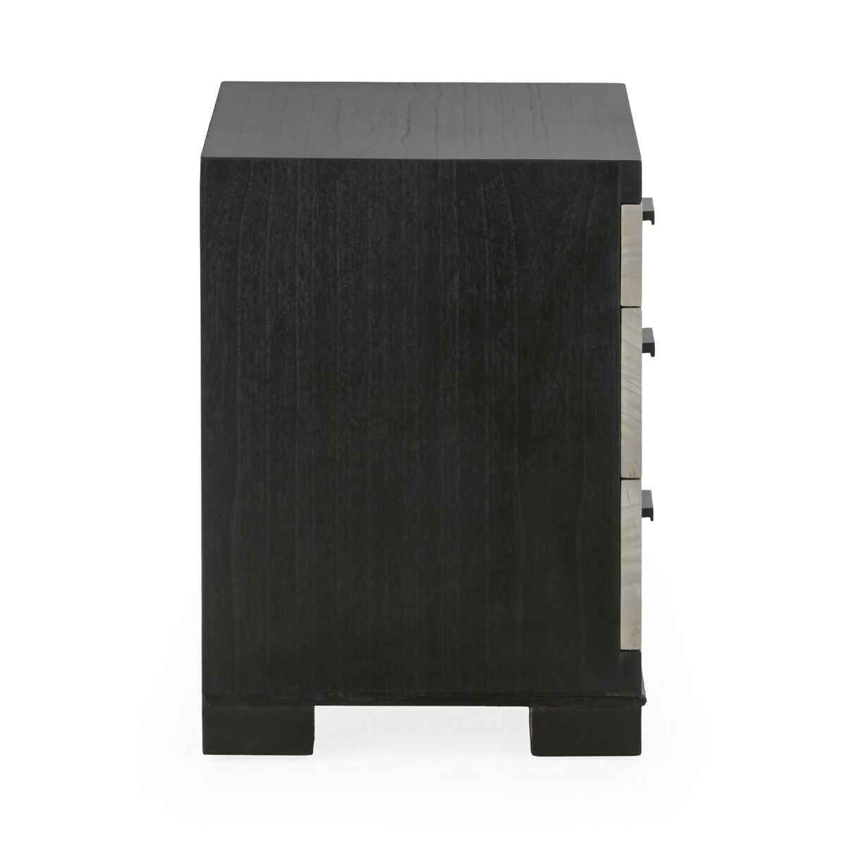 Mesita de Noche 55x40x55 Madera de Cedro/Metal -- Negro/Natural con Pátina Gris