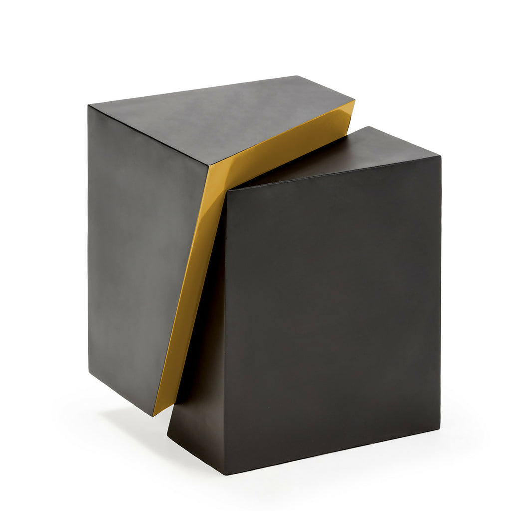Mesa Auxiliar 41x35x48 Metal Negro/Dorado