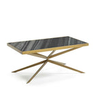 Mesa de Centro 106x60x47 Mármol/Metal Dorado