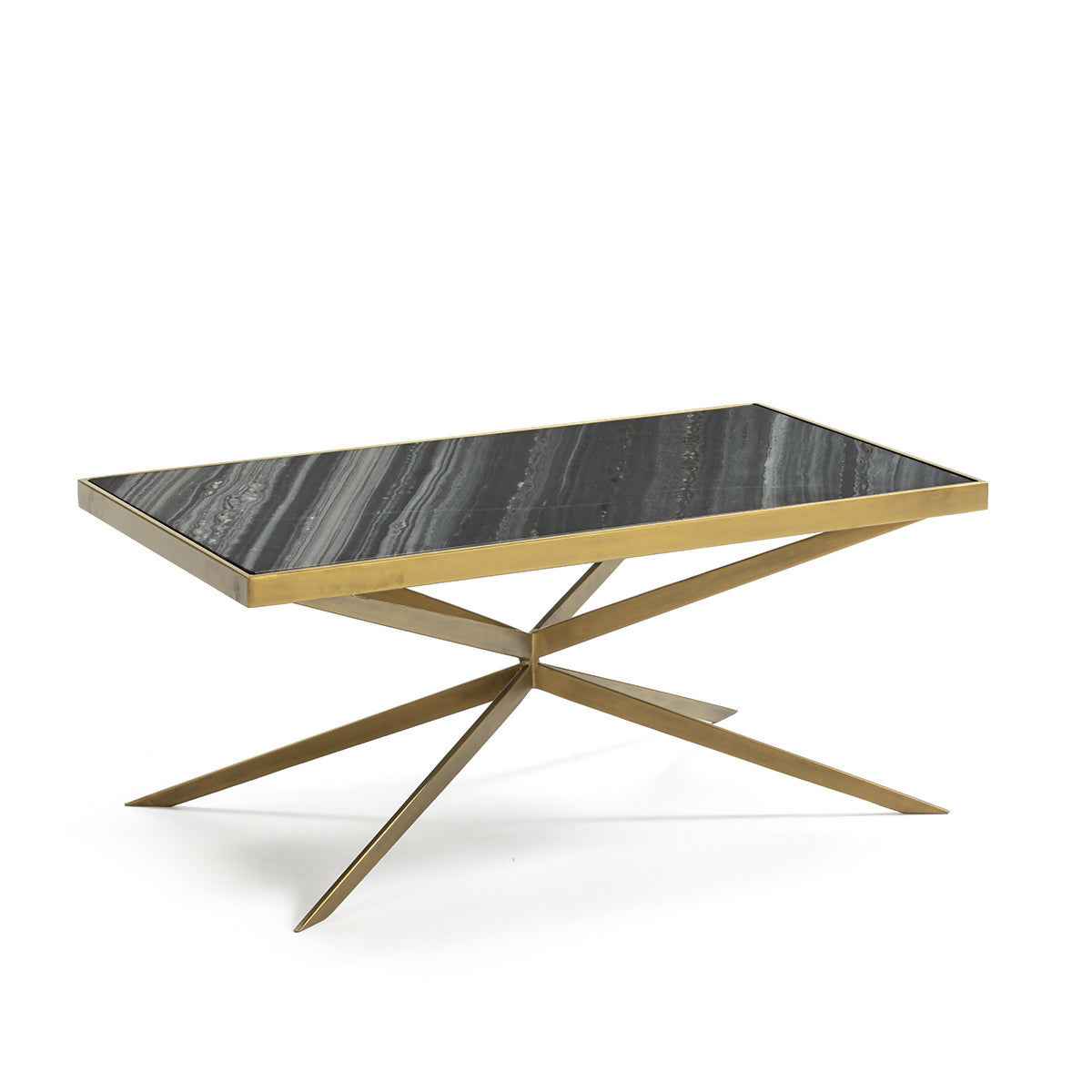 Mesa de Centro 106x60x47 Mármol/Metal Dorado