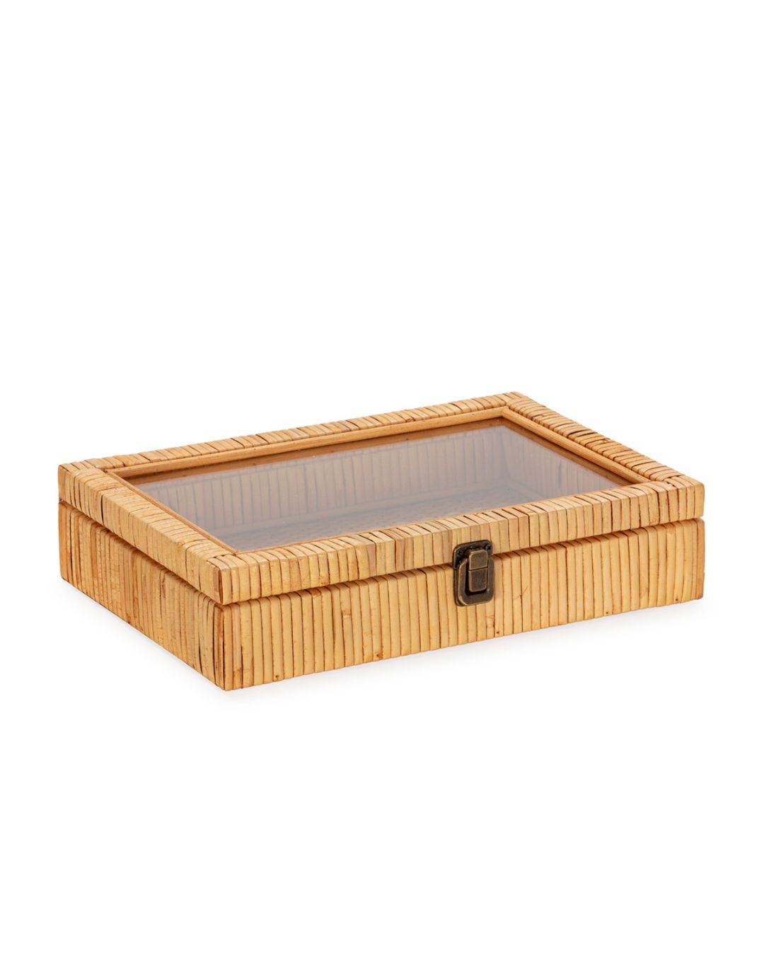 JOYERO 31x22x7,5 MADERA/RATAN NATURAL/CRISTAL