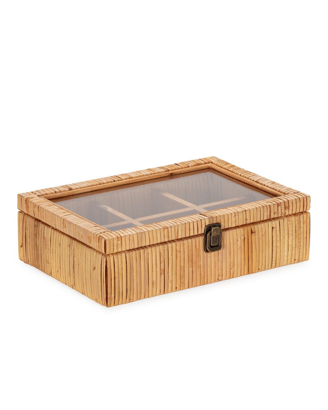 JOYERO 31,5x21x9 MADERA/RATAN NATURAL/CRISTAL