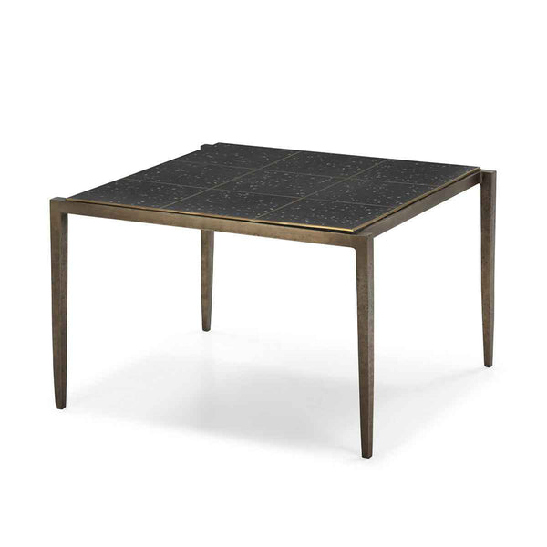 Mesa de centro 65x59x41 cm de hierro dorado antique y terrazo negro