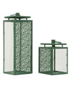 Joc de 2 fanals de metall calat verd sàlvia 15x14,5x41,5 i 15x14,5x24 cm