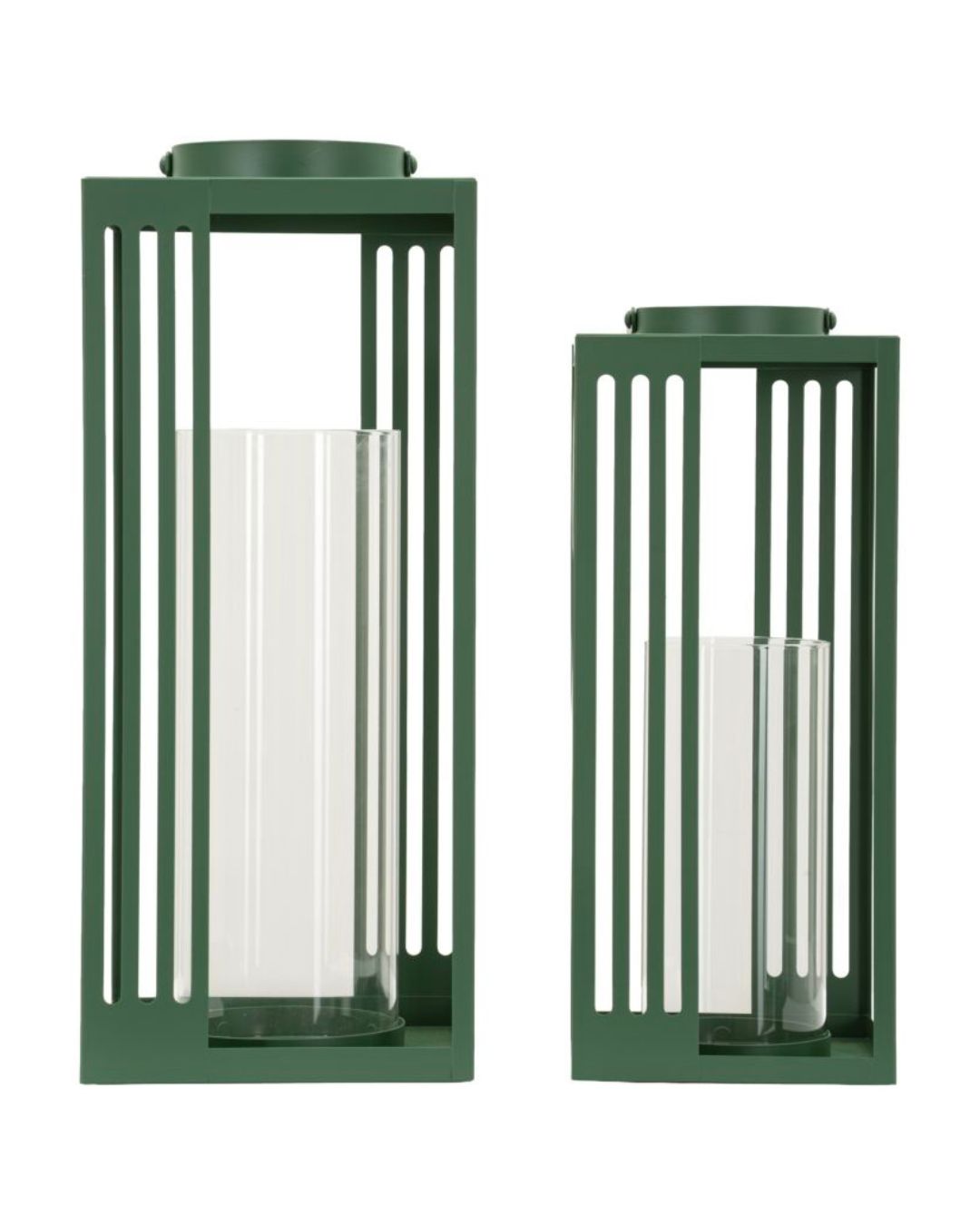 Juego de 2 faroles metálicos verde salvia de Mauro Ferretti