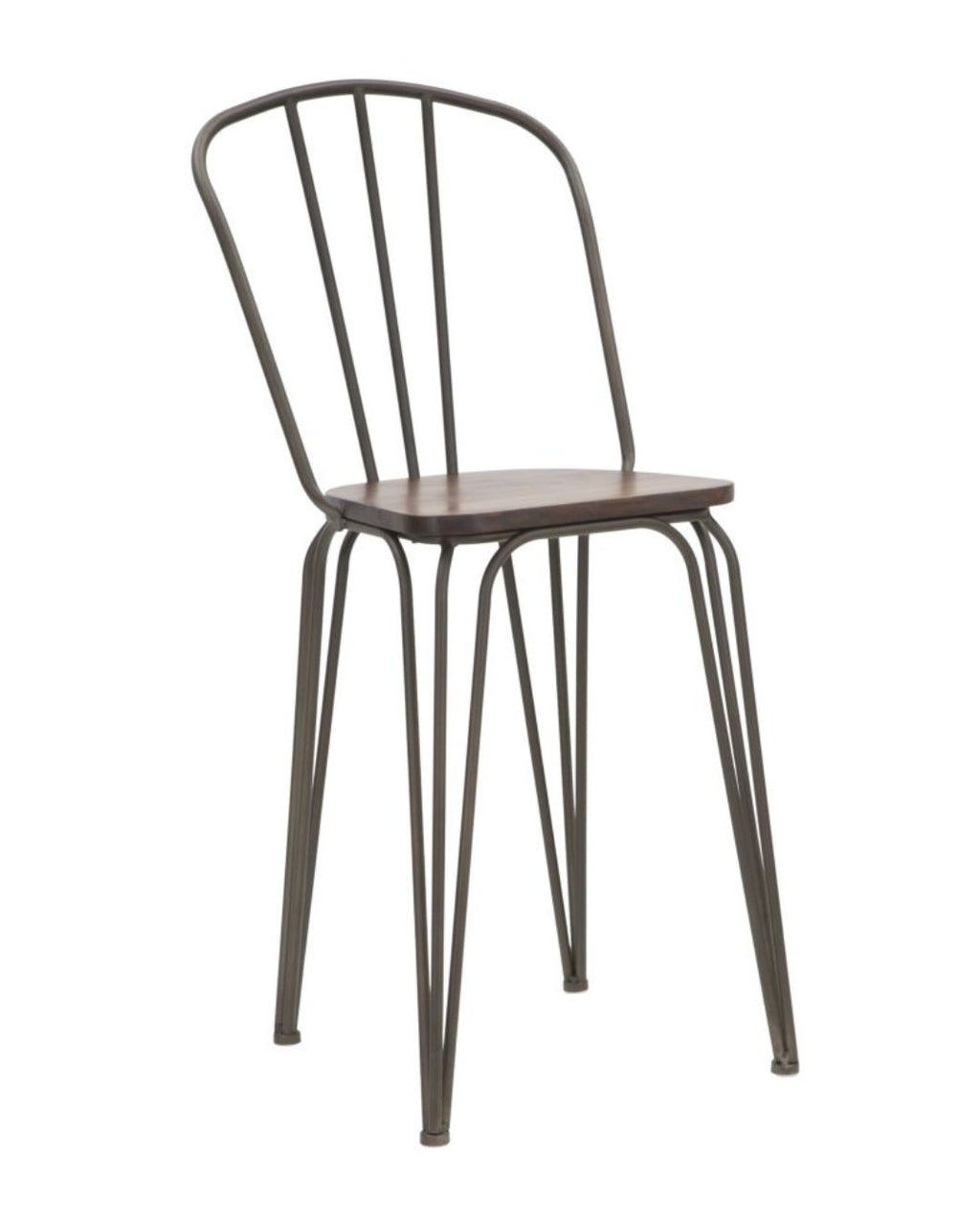 Juego de 2 taburetes de bar de metal y madera marrón, 54x45x102 cm