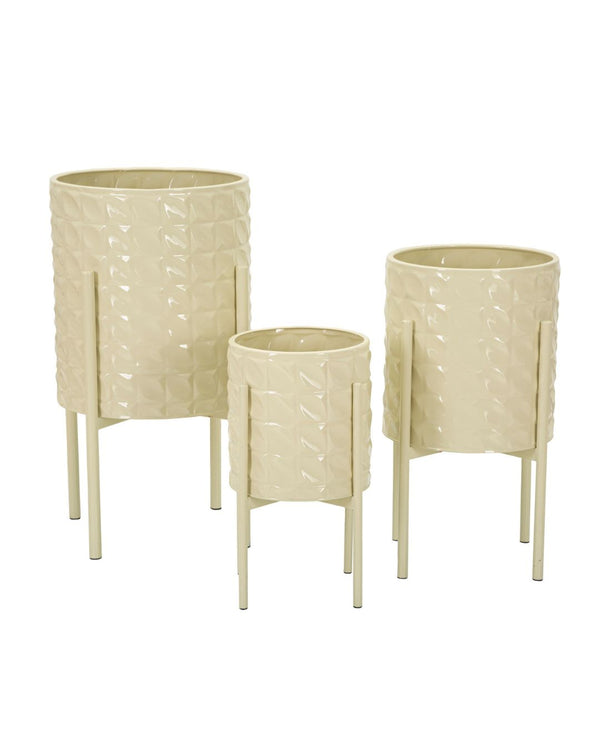 Joc de 3 testos de metall multicolor Ø 36x56,5, 30x48,5 i 24x37,8 cm