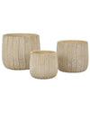 Joc de 3 gerros de ceràmica color crema 30,5x27 / 25x22,2 / 19,5x18 cm
