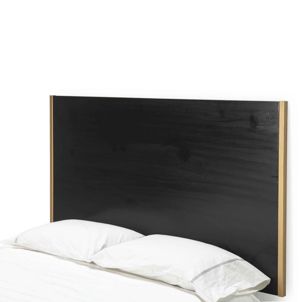 Cabecero 160x3x90 Madera Negro/Metal Dorado