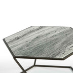 Mesa de Centro 61x61x41 Mármol Claro/Metal Marrón Oscuro