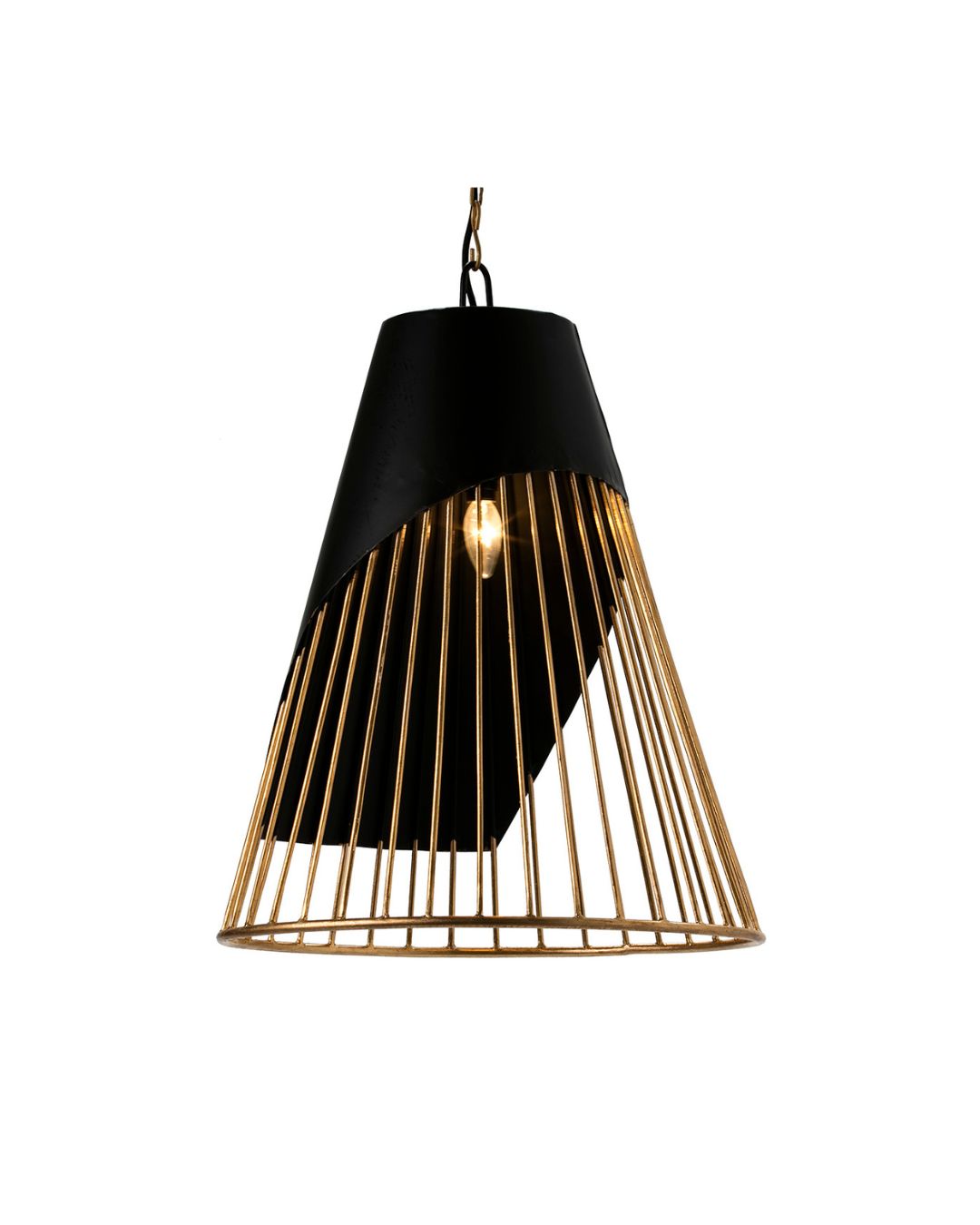 LAMPARA DE TECHO 52x52x69 METAL DORADO/NEGRO