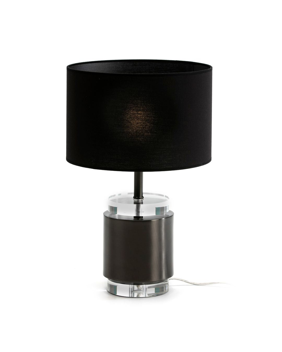 LAMPARA SOBREMESA 14x14x33 ACRILICO/LATON PLOMO