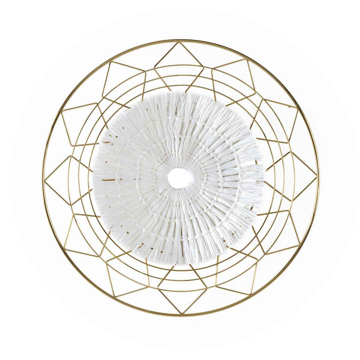 Escultura 60x6x60 Metal/Cuerda de Papel -- Dorado/Blanco