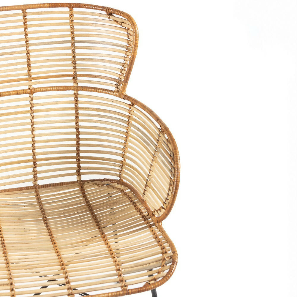 Silla 59x53x84 cm Metal/Mimbre -- Negro/Natural