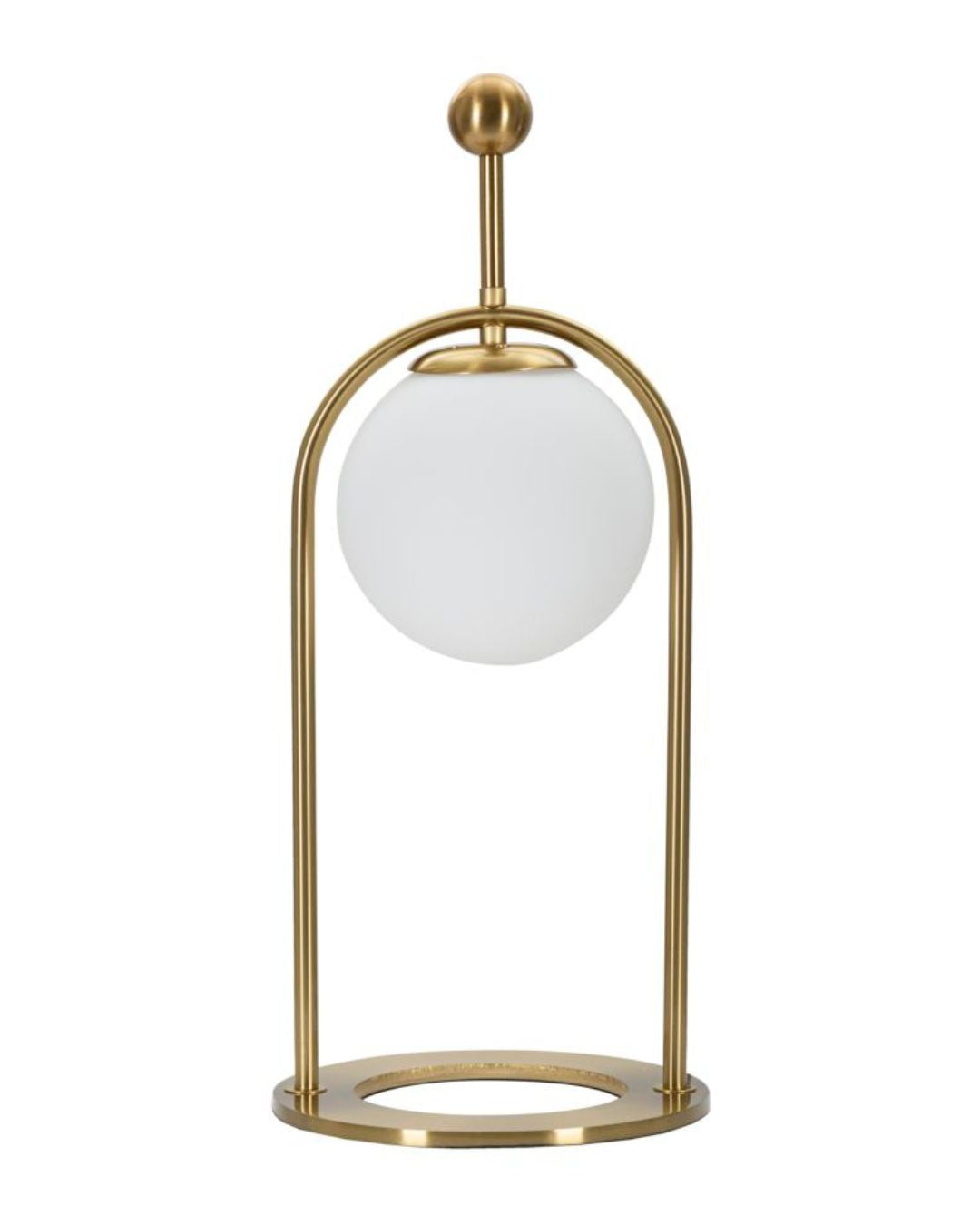 Lámpara de mesa con esfera de cristal blanco, Ø 21x50 cm