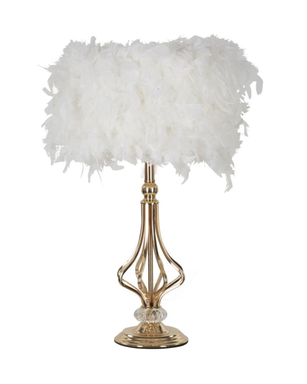 Lámpara de mesa con plumas blancas, Ø 25 x 54 cm