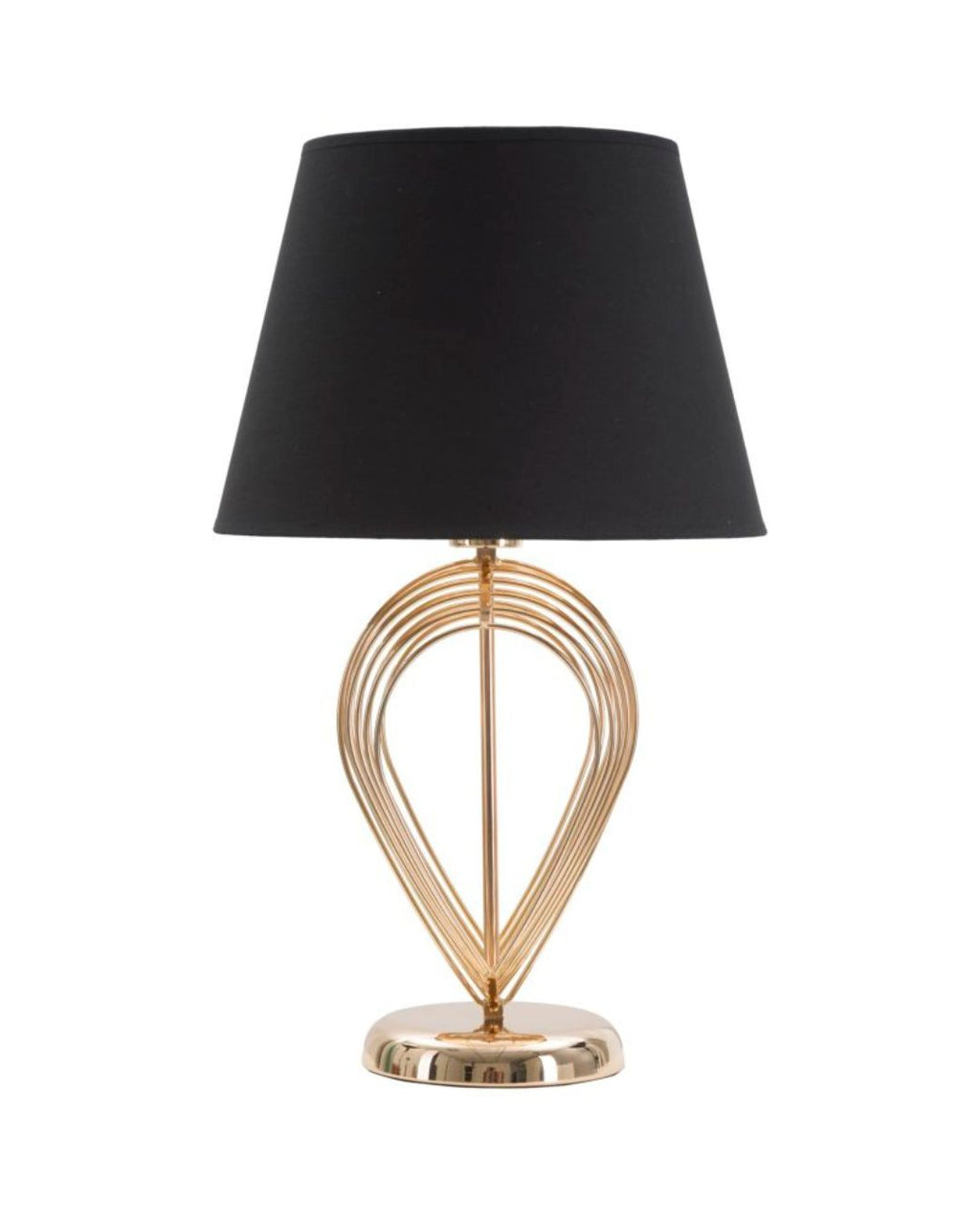 Lámpara de mesa de metal dorado con pantalla negra Ø cm 32,5x53,5