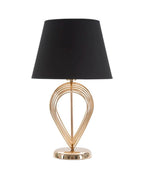 Lámpara de mesa de metal dorado con pantalla negra Ø cm 32,5x53,5