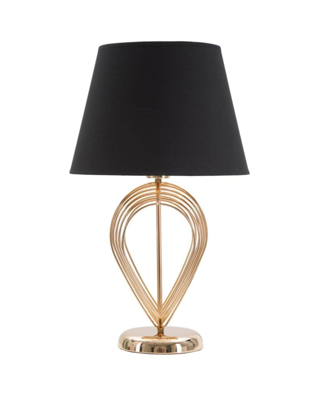 Lámpara de mesa de metal dorado con pantalla negra Ø cm 32,5x53,5
