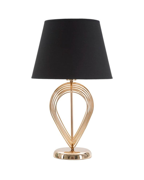 Lámpara de mesa de metal dorado con pantalla negra Ø 32,5x53,5 cm